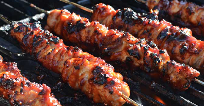 Smokey BBQ Chicken & Bacon Skewers